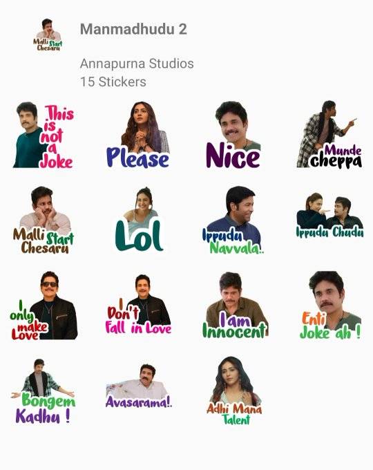 ‘మన్మథుడు2’  స్టిక్కర్లు  చూశారా? అదుర్స్