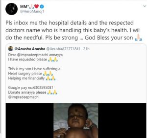 Manchu Manoj Helping For A Child Heart Surgery