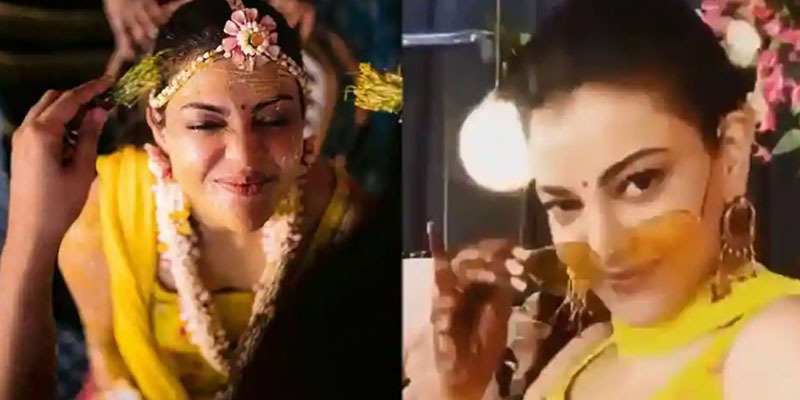 హ‌ల్దీ వేడుక‌లో రెచ్చిపోయి డ్యాన్స్ చేసిన కాజ‌ల్‌.. బిత్త‌ర‌పోయిన గౌత‌మ్