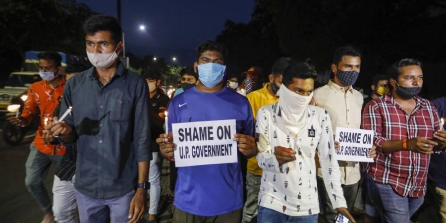 protest for hathras victim at janthar manthar