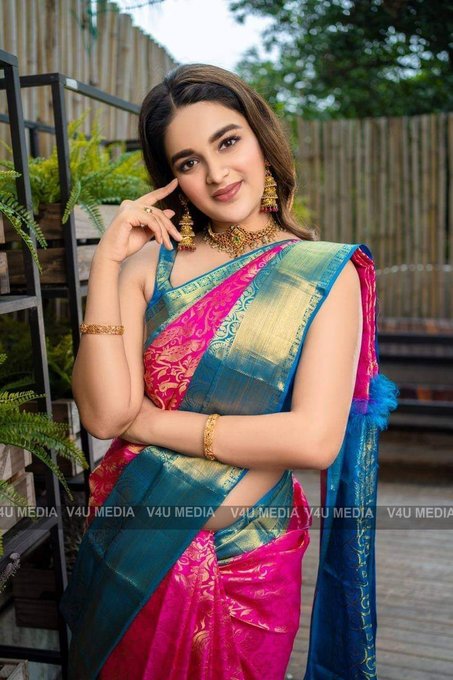 Niddhi Agerwal Cute Saree Pictures Niddhi Agerwal Cute Saree Pictures