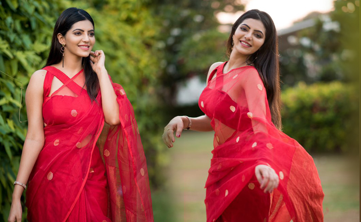 Athulya Ravi Red Saree Photos