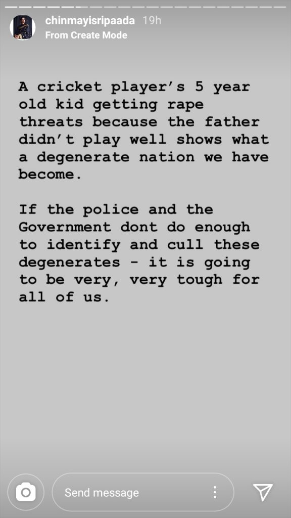 Chinmayi Sripada Fires On Trolling Dhoni Daughter Ziva