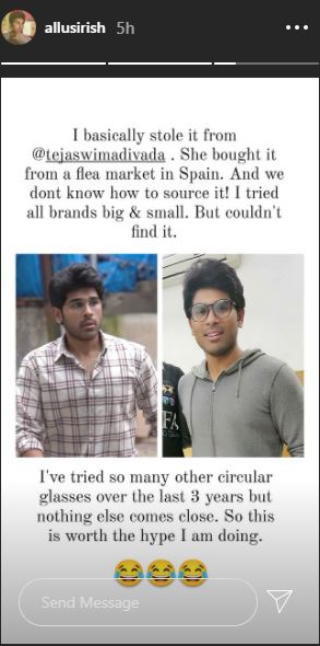 Allu Sirish Stolen tejaswi Madivada Glasses