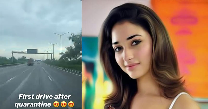 జైల్లో నుంచి బయట పడ్డట్టుందేమో.. హైవేపై తమన్నా షికార్లు కొట్టేస్తోంది!!