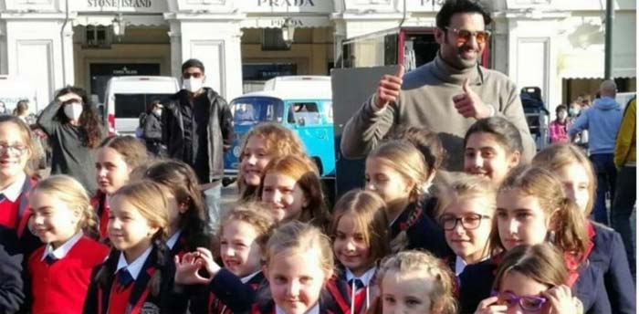 Prabhas from the sets of radheshyam movie