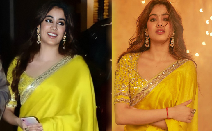 Janhvi Kapoor yellow saree Latest Pictures