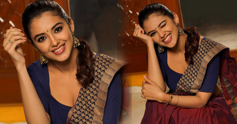 Malvika sharma Brown Saree Photos