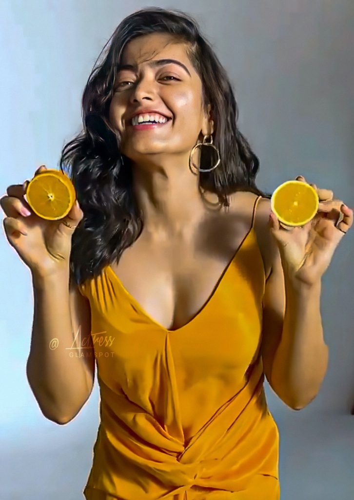 Rashmika Mandanna Yellow Dress Gallerys