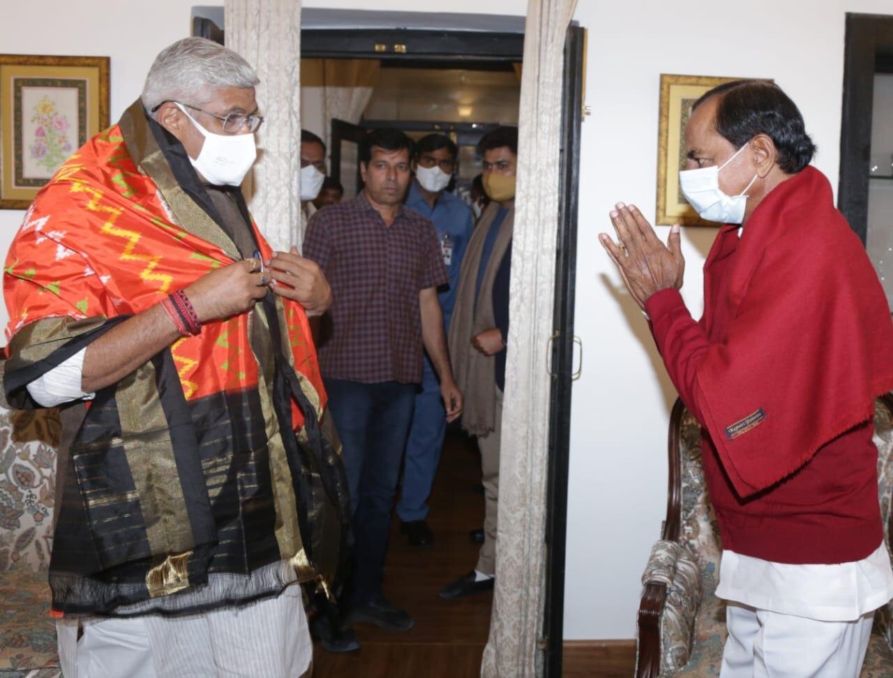 CM KCR met Union Minister Gajendra Singh Shekhawat Ji in New Delhi today