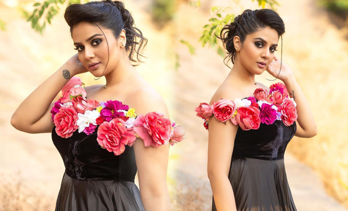 Sreemukhi Black Dress Latest Photos