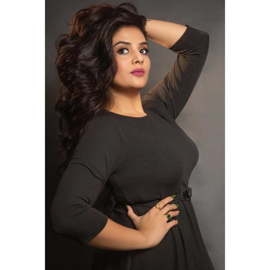 SreeMukhi Black Dress Stills