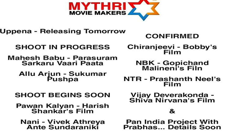 స్టార్ హీరోల‌తో మైత్రి మూవీ మేక‌ర్స్ సినిమాలు.. అఫీషియ‌ల్‌గా ప్ర‌క‌టించిన చిత్ర నిర్మాణ సంస్థ‌