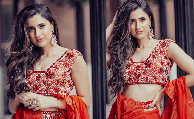 Actress Shivani Shiny Looks In Red Royal Dress