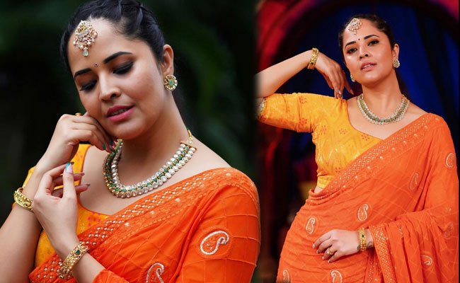 Anasuya Dazzling Looks in Saree