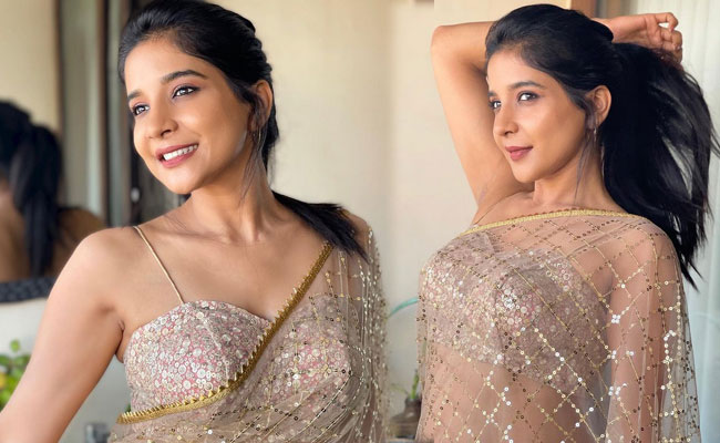 Sakshi Agarwal Dazzaling Looks in Shiny Saree