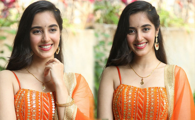 Simrat kaur Latest Pics in Orange Dress