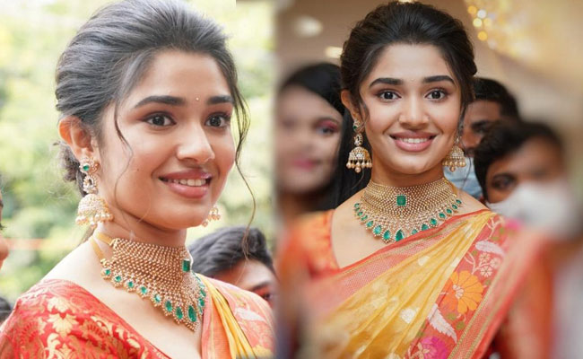 Kriti Shetty Latest pics in Yellow Silk Saree