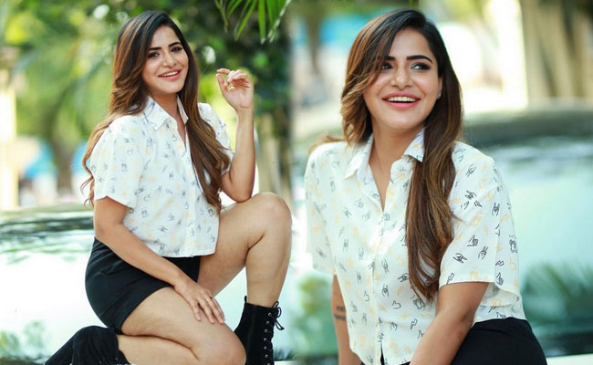 Ashu Reddy Latest Photoshoot in Black Short & White Shirt