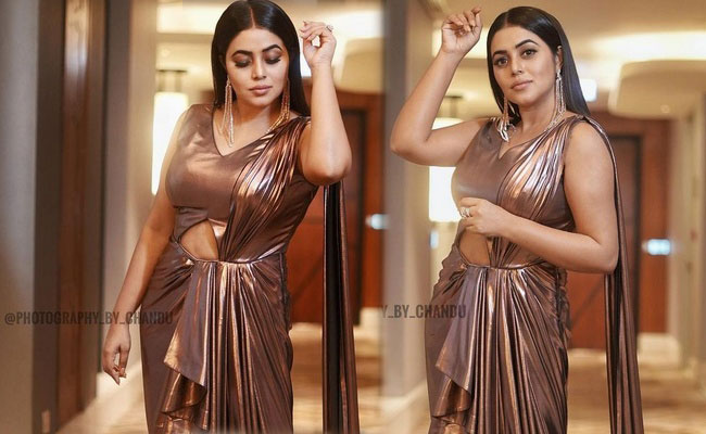 Poorna Latest Photoshoot in Shiny Saree