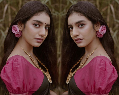 Priya Prakash Varrier Saree Pics