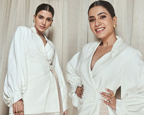 Samantha Looking Pretty in White Dress