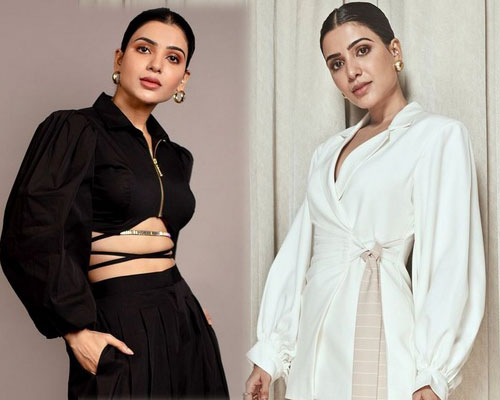 Samantha Latest Photoshoot in Black and White Dress