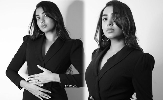 Shivathmika Rajashekar Adorable Stills in Black Dress