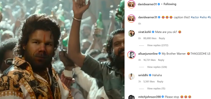 David Warner: వార్నర్ వీడియోకు కోహ్లీ కౌంటర్… తగ్గేదే లే అంటూ అల్లు అర్జున్ సపోర్ట్