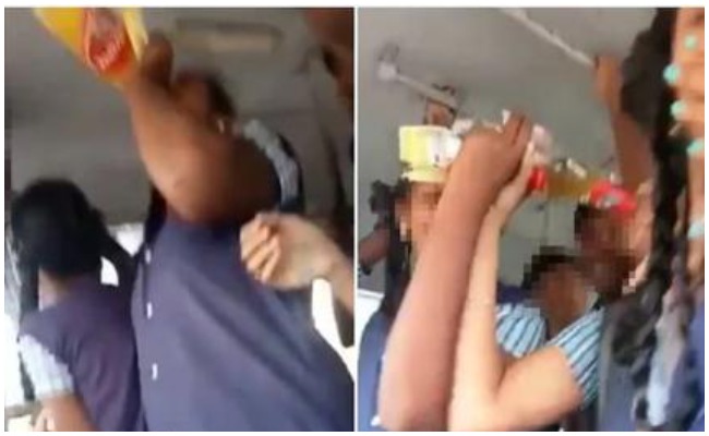 వైరల్ వీడియో.. బస్సులో మద్యం సేవించిన ప్రభుత్వ పాఠశాల విద్యార్థులు!