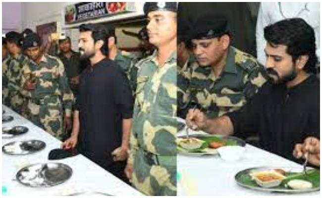 Ram Charan : జవాన్లకు స్పెషల్ ట్రీట్.. వారితో కలిసి భోజనం చేసిన చరణ్..!