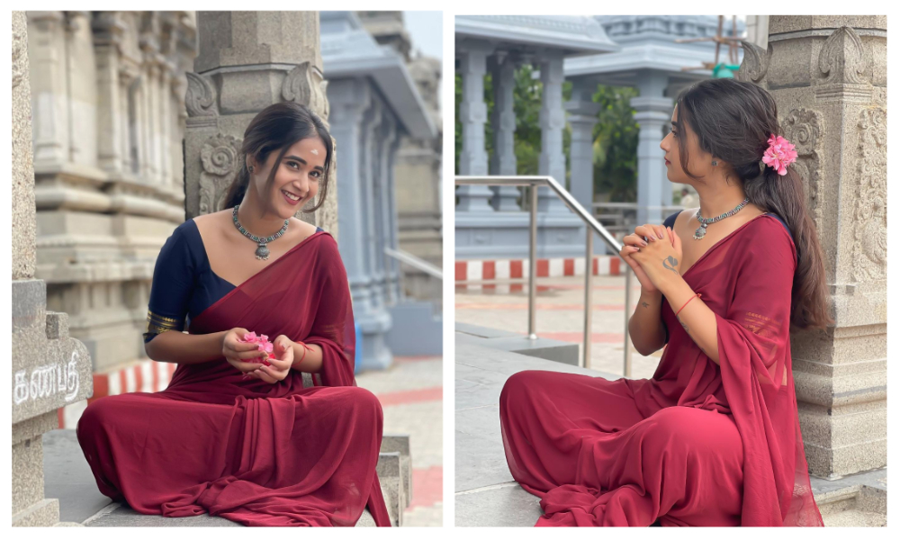 పవిత్రమైన గుడిలో కూడా గ్లామర్ షో తో రెచ్చిపోయిన దీప్తి సునైన.. ఫోటో వైరల్?