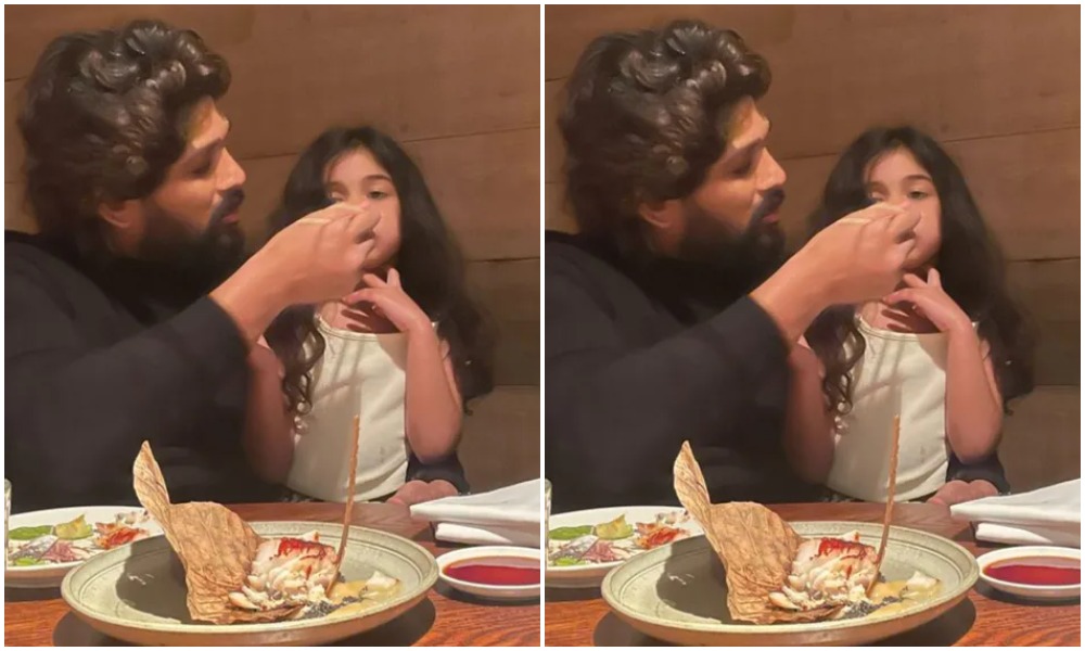 కూతురికి ప్రేమగా గోరుముద్దలు తినిపిస్తూ ఉన్న ఐకాన్ స్టార్.. ఫోటో వైరల్!