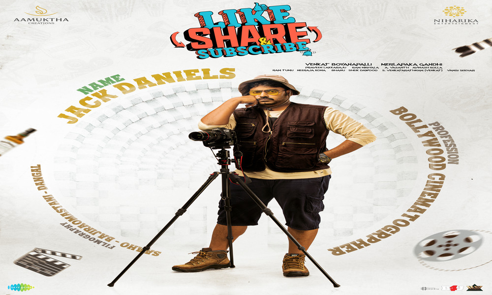నిహారిక ఎంటర్‌ టైన్‌మెంట్స్ “లైక్ షేర్ & సబ్‌ స్క్రైబ్” నుండి జాక్ డేనియల్స్ గా నెల్లూరు సుదర్శన్ ఫస్ట్ లుక్ విడుదల