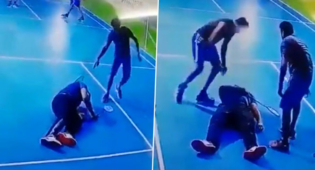 బ్యాట్మెంటన్ ఆడుతూ కోర్టులోనే కుప్పకూలిపోయిన భారతీయ సంతతికి చెందిన వ్యక్తి.. వీడియో వైరల్..!