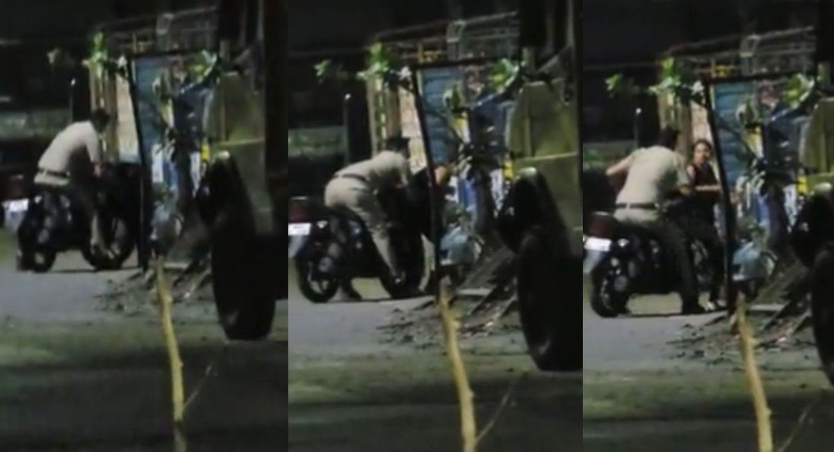 అర్ధరాత్రి యువతి పట్ల దారుణంగా ప్రవర్తించిన పోలీసు అధికారి.. వీడియో వైరల్..?