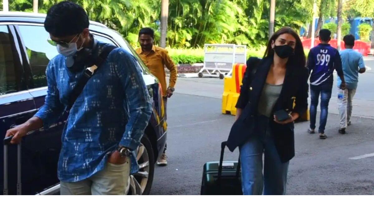 ఎయిర్ పోర్ట్ లో అడ్డంగా బుక్ అయిన హీరో, హీరోయిన్