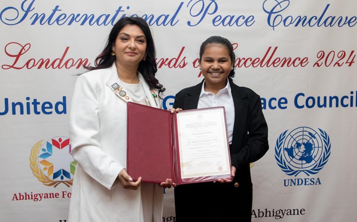 తెలుగు తేజం చిన్నారి కలశకు గౌరవ డాక్టరేట్ ప్రధానం